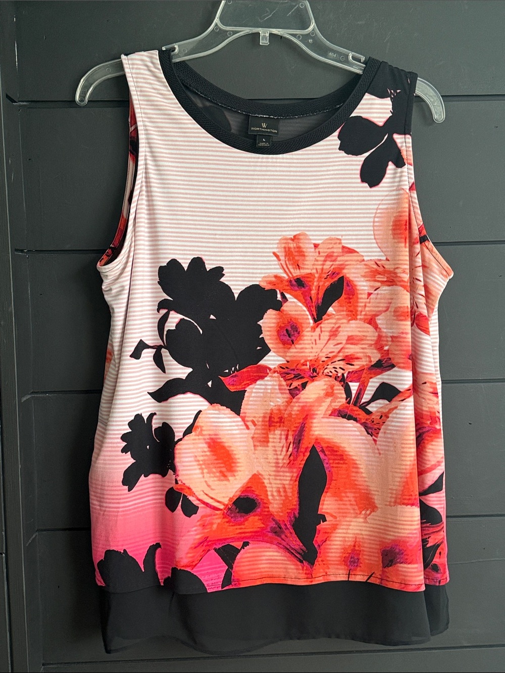 Worthington Sleeveless Blouse L Floral